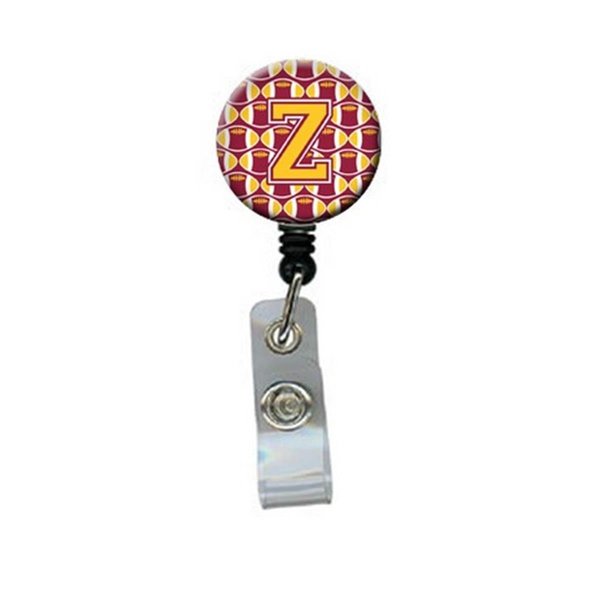 Carolines Treasures Letter Z Football Maroon and Gold Retractable Badge Reel CJ1081-ZBR